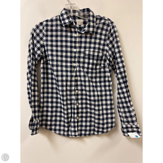 Blouse Long Sleeve By J. Crew In Blue & White, Size: Xs