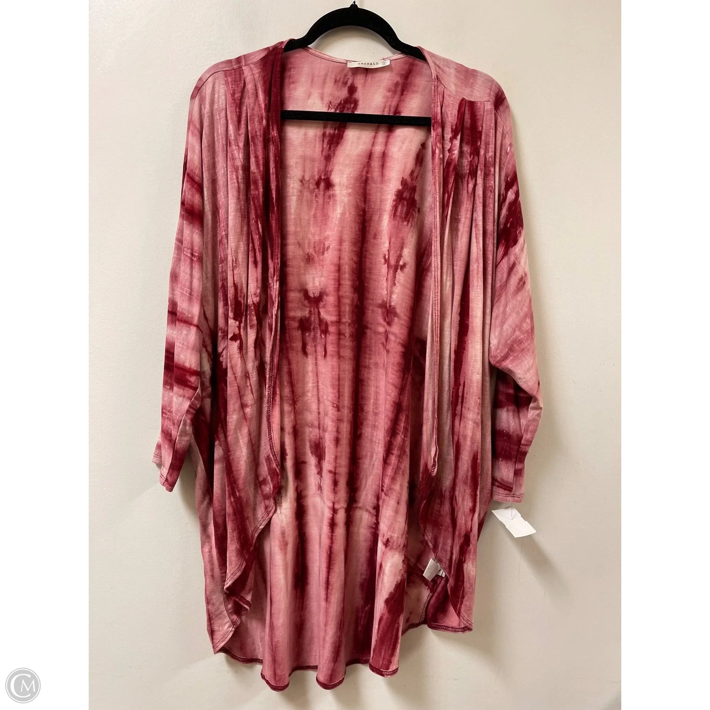 Sweater Cardigan By Emerald In Pink & Red, Size: L