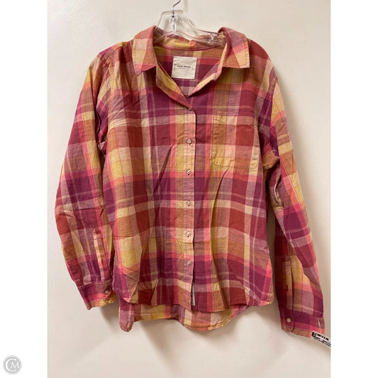 Blouse Long Sleeve By Lucky Brand In Pink & Yellow, Size: M