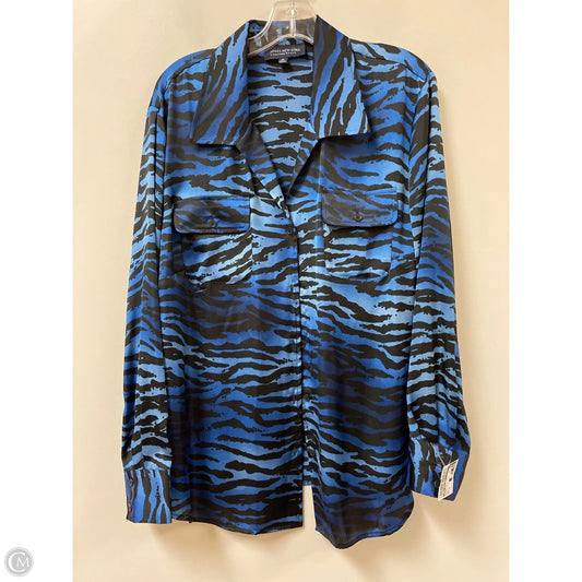 Blouse Long Sleeve By Jones New York In Black & Blue, Size: 2x
