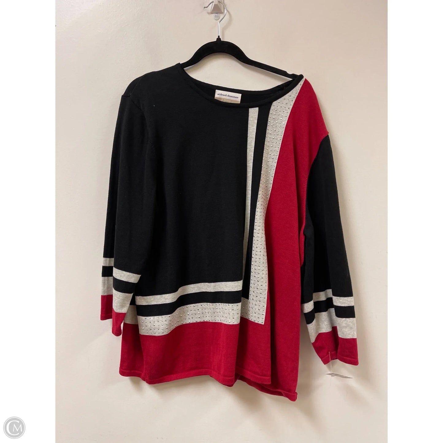 Sweater By Alfred Dunner In Black & Red, Size: 2x
