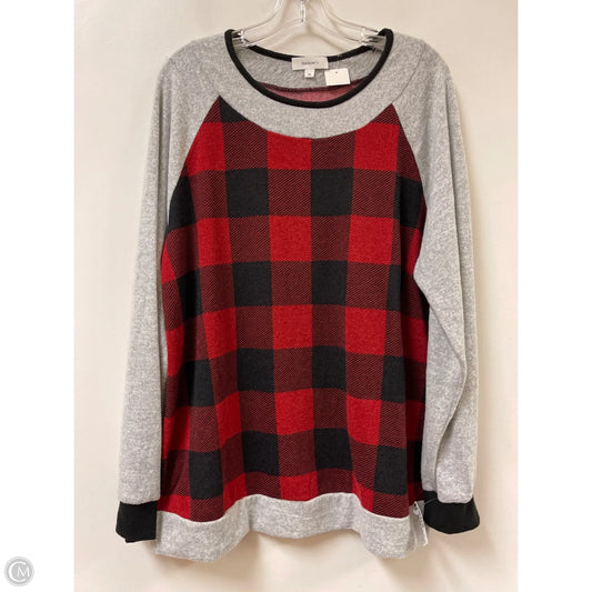 Top Long Sleeve By Hailey & Co In Black & Red, Size: 3x