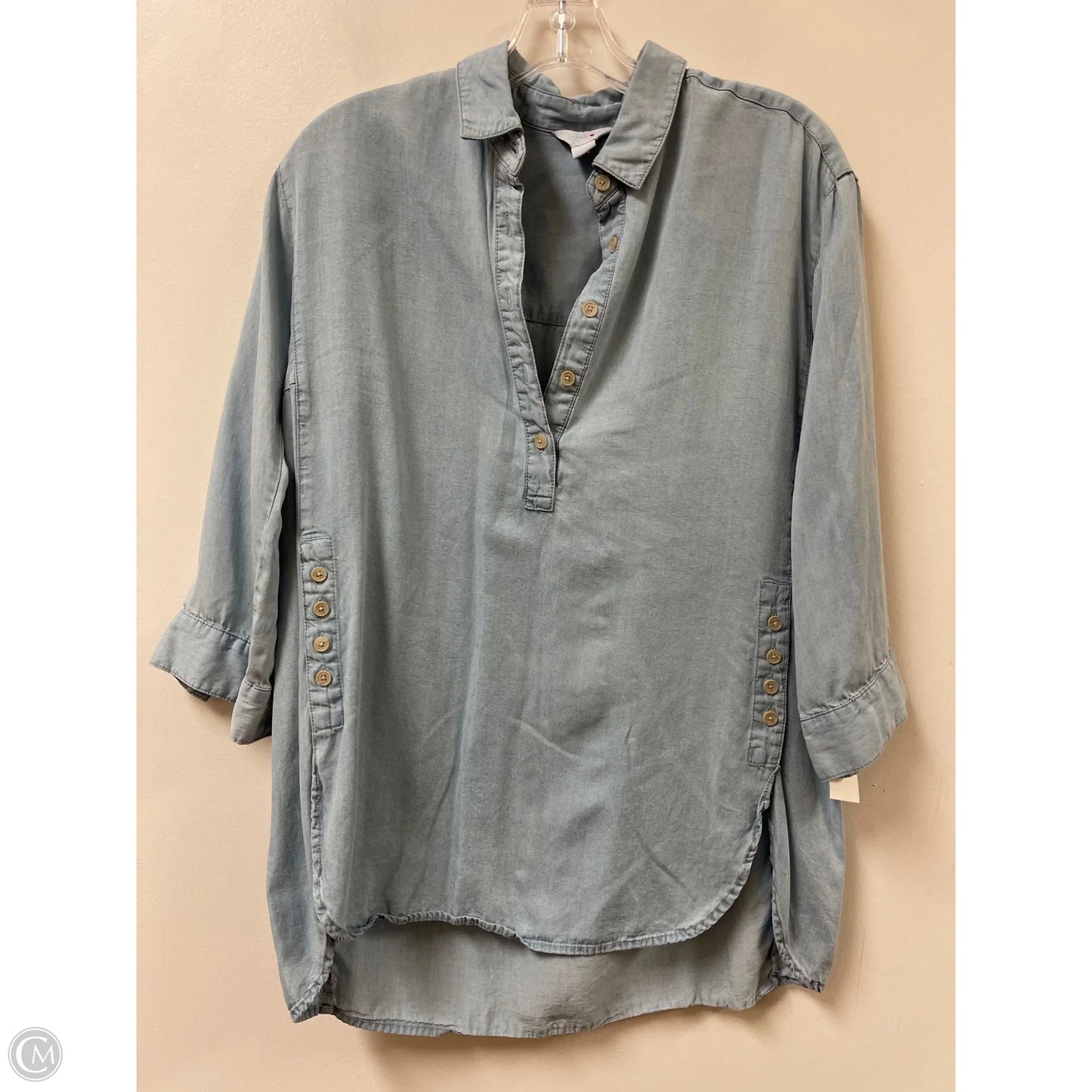 Top Long Sleeve By Intro In Blue, Size: M