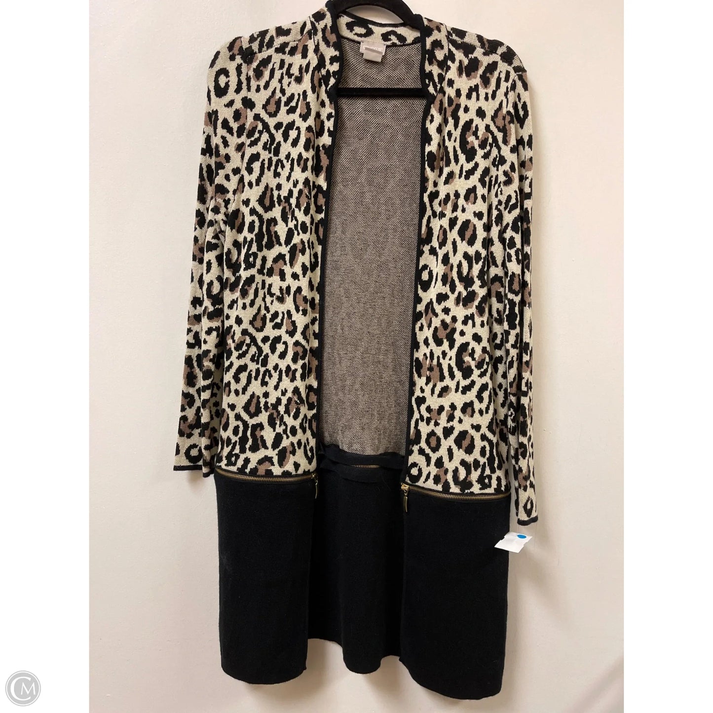 Sweater Cardigan By Chicos In Animal Print, Size: M