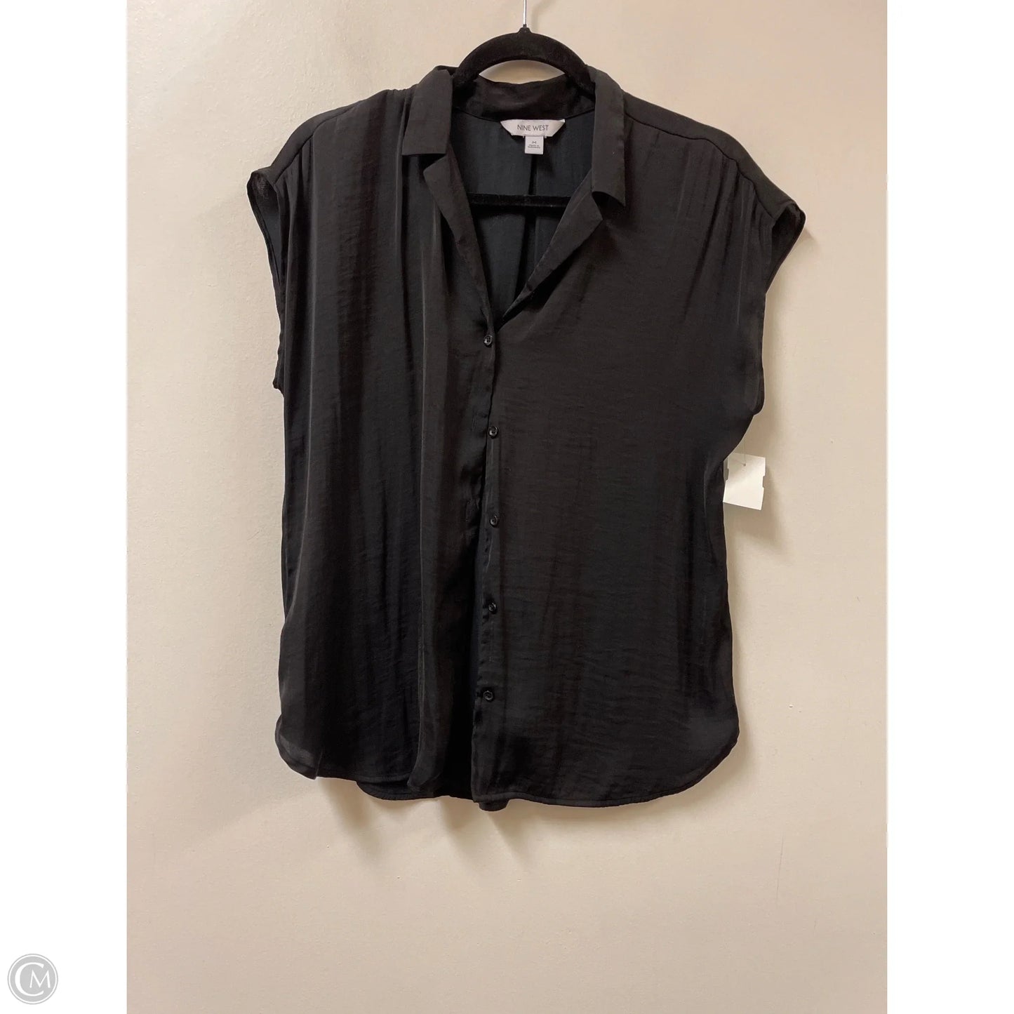 Blouse Short Sleeve By Nine West In Black, Size: M