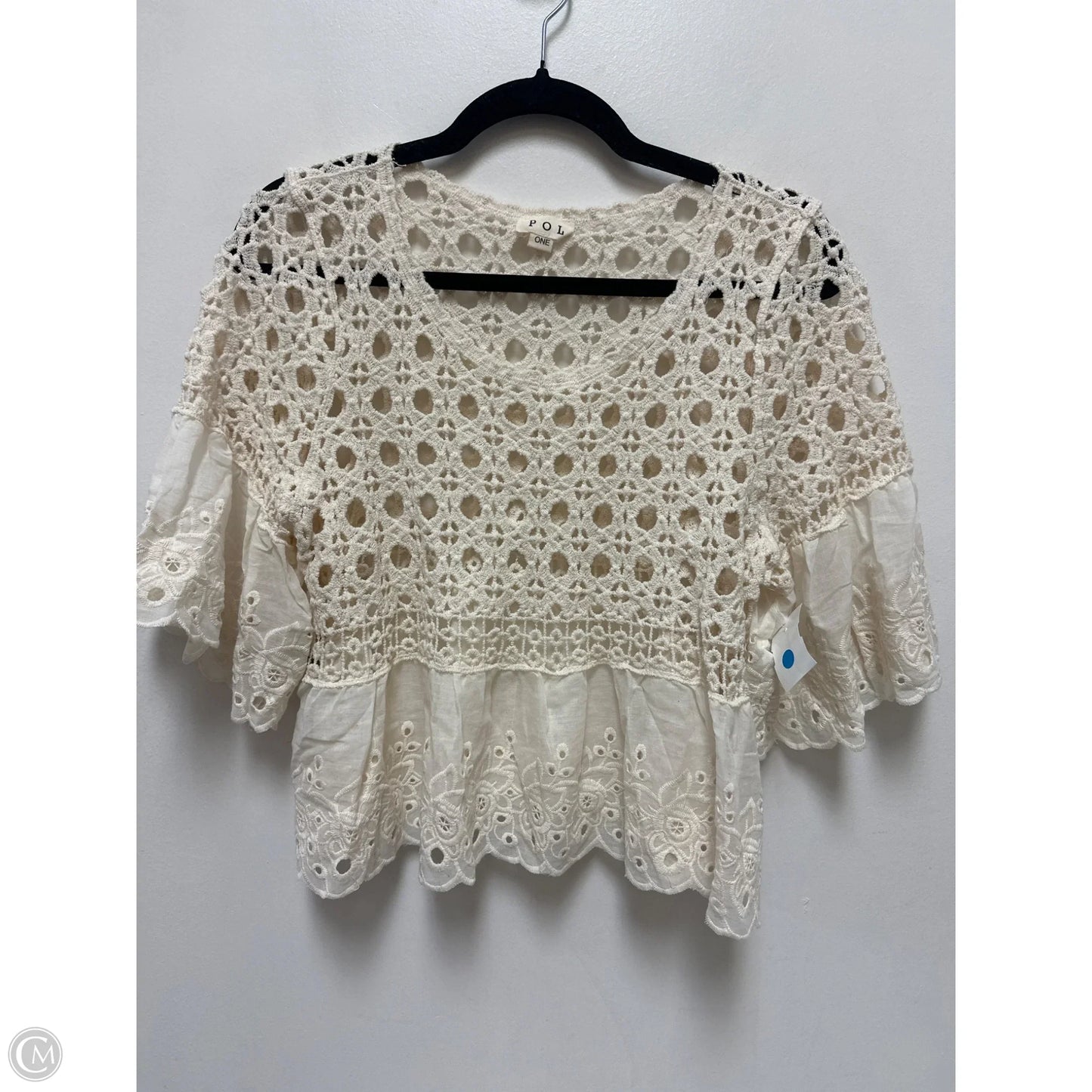 Top Short Sleeve By Pol In Cream, Size: Osfm