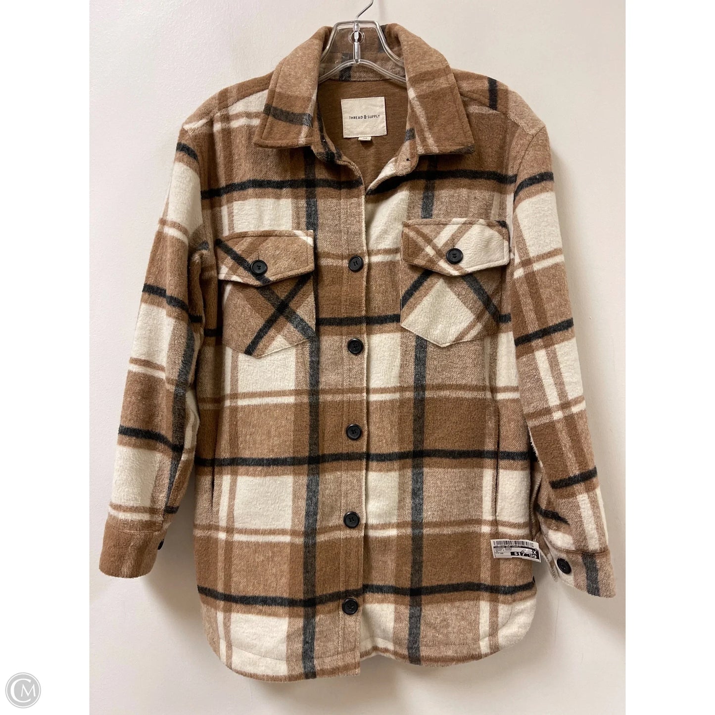 Jacket Shirt By Thread And Supply In Brown & Cream, Size: Xs