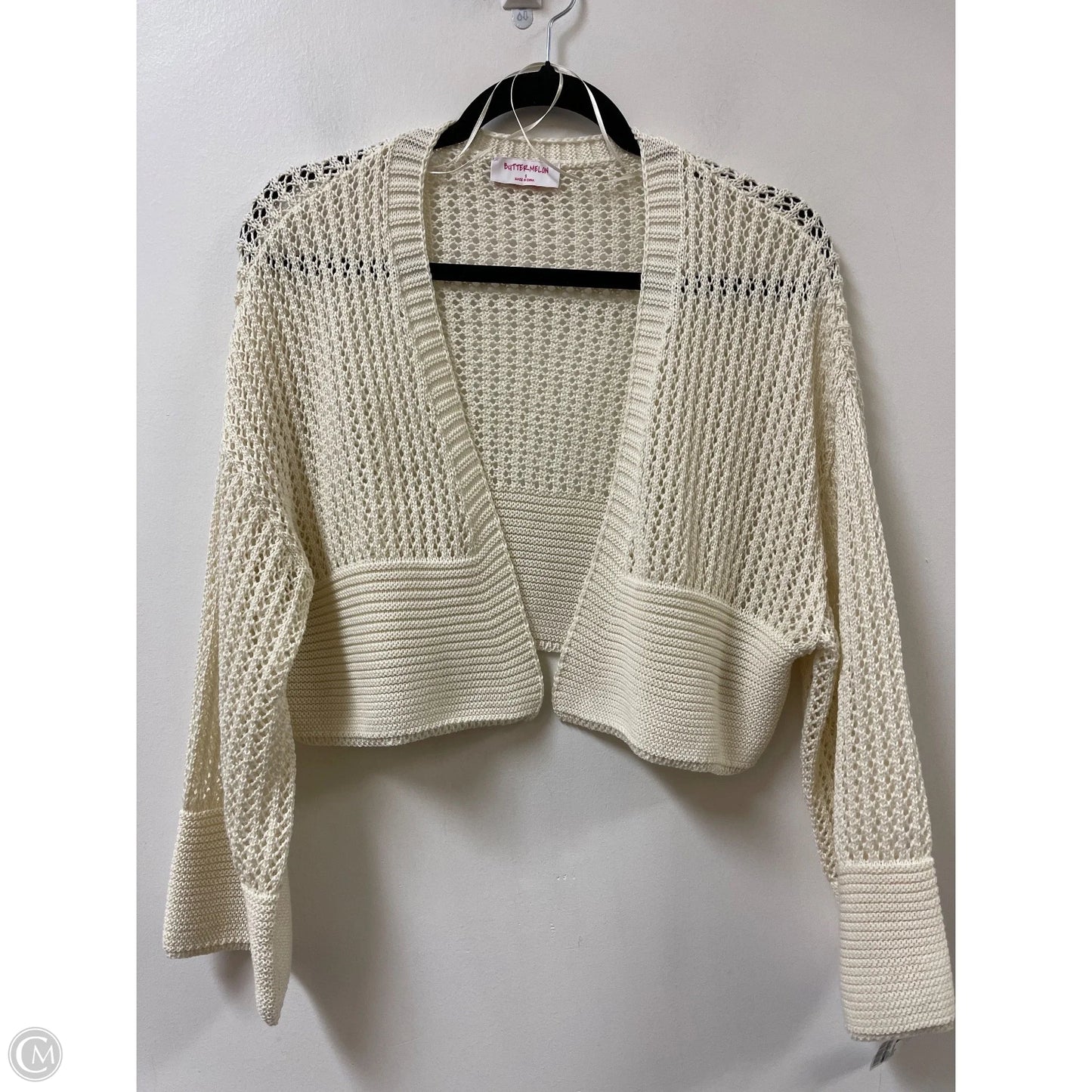 Sweater Cardigan By Clothes Mentor In Cream, Size: S