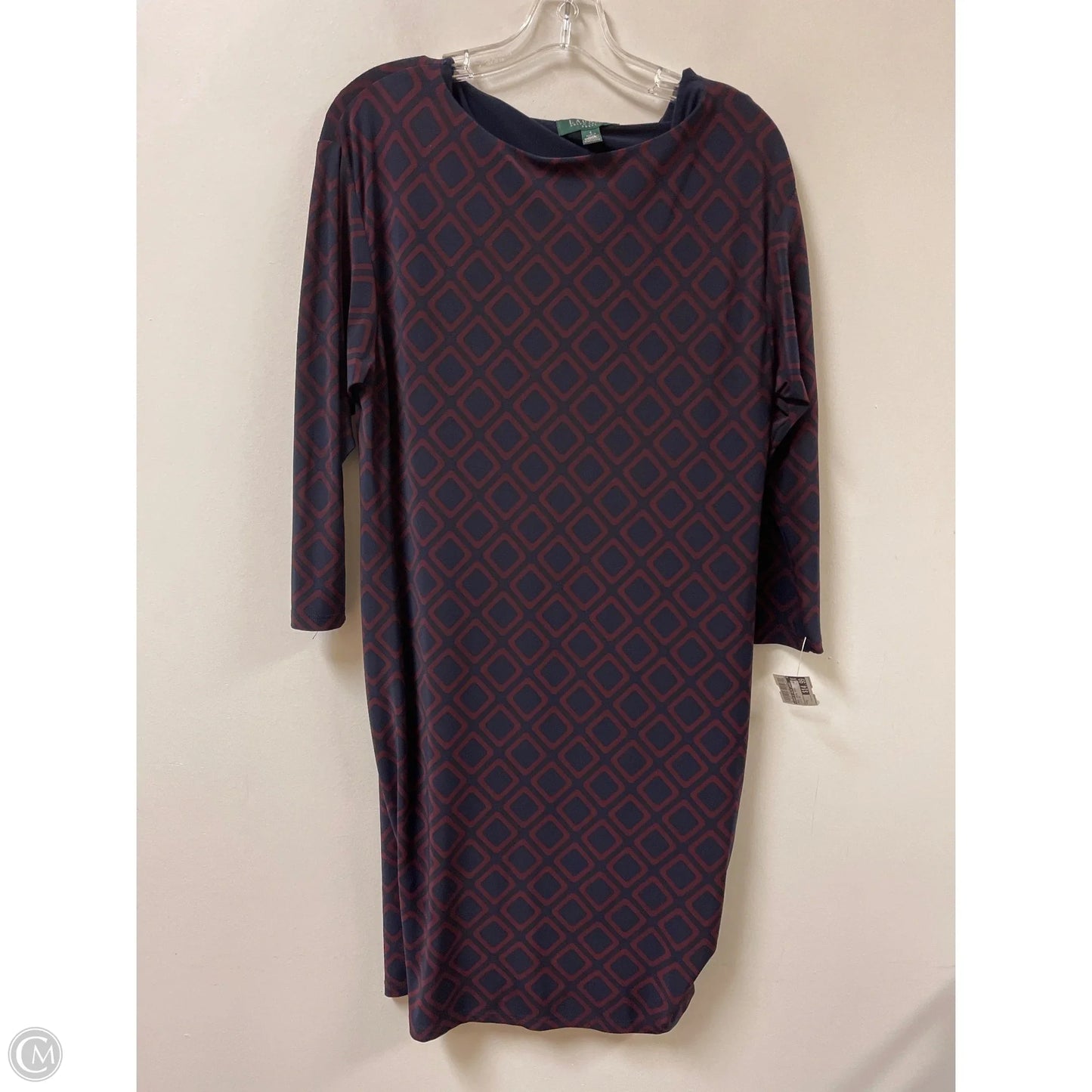 Dress Casual Midi By Lauren By Ralph Lauren In Blue & Red, Size: S