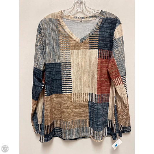 Top Long Sleeve By Clothes Mentor In Blue & Cream, Size: M