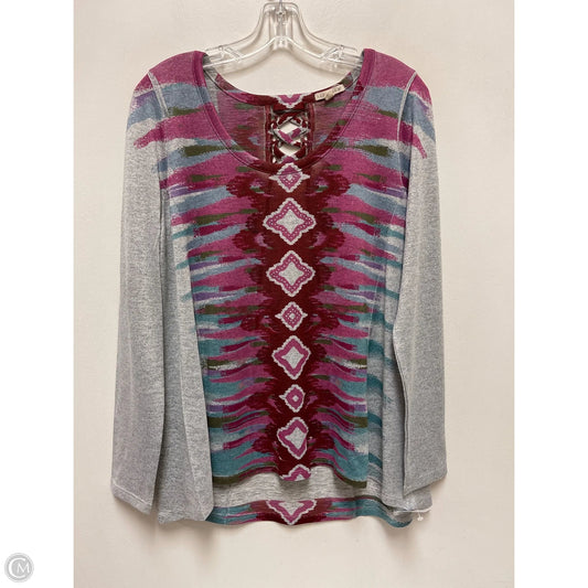 Top Long Sleeve By Clothes Mentor In Grey & Pink, Size: L