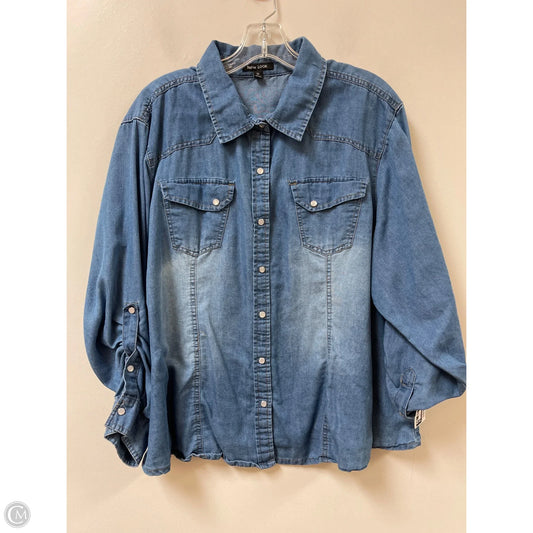 Top Long Sleeve By New Look In Blue, Size: 3x