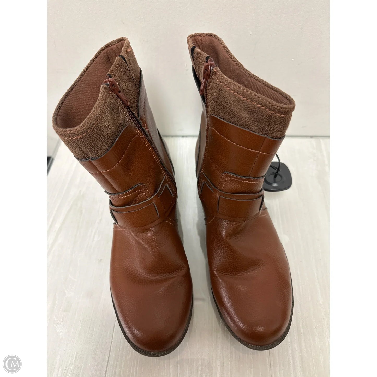 Boots Ankle Flats By Clarks In Tan, Size: 9