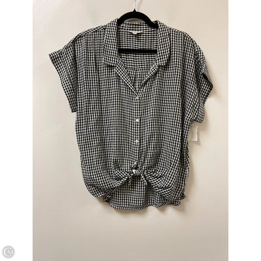 Blouse Short Sleeve By Lucky Brand In Black & White, Size: L