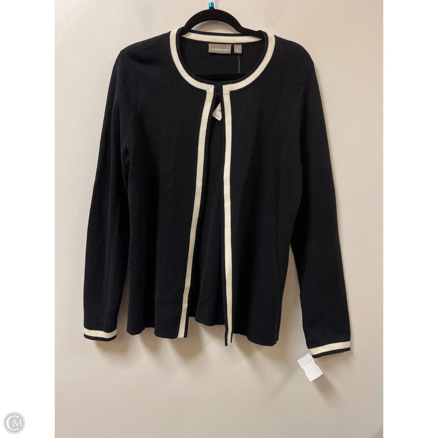 Sweater Cardigan By Croft And Barrow In Black & White, Size: L