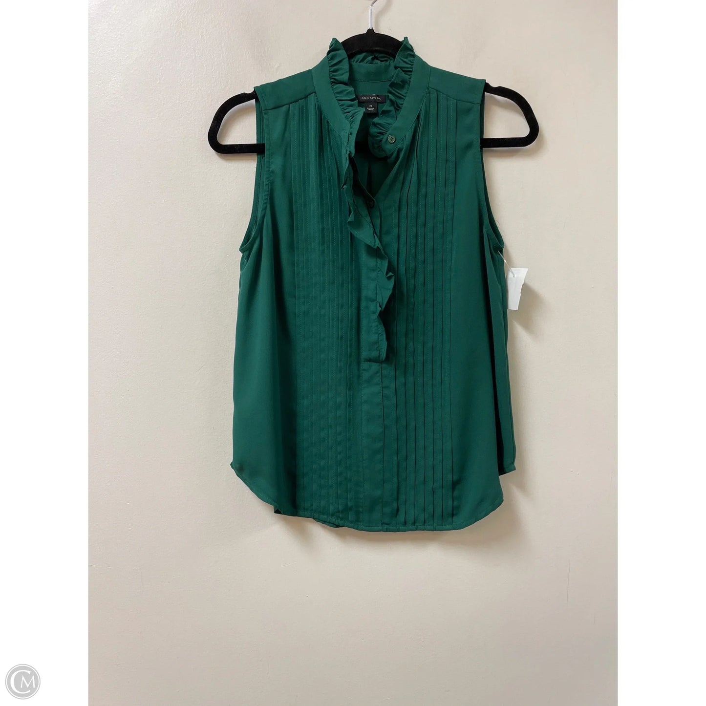 Blouse Short Sleeve By Ann Taylor In Green, Size: Xs