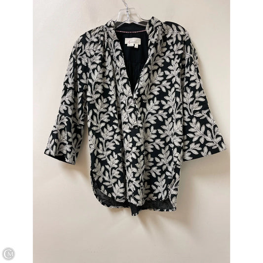 Top Long Sleeve By Anthropologie In Black & Cream, Size: Xs