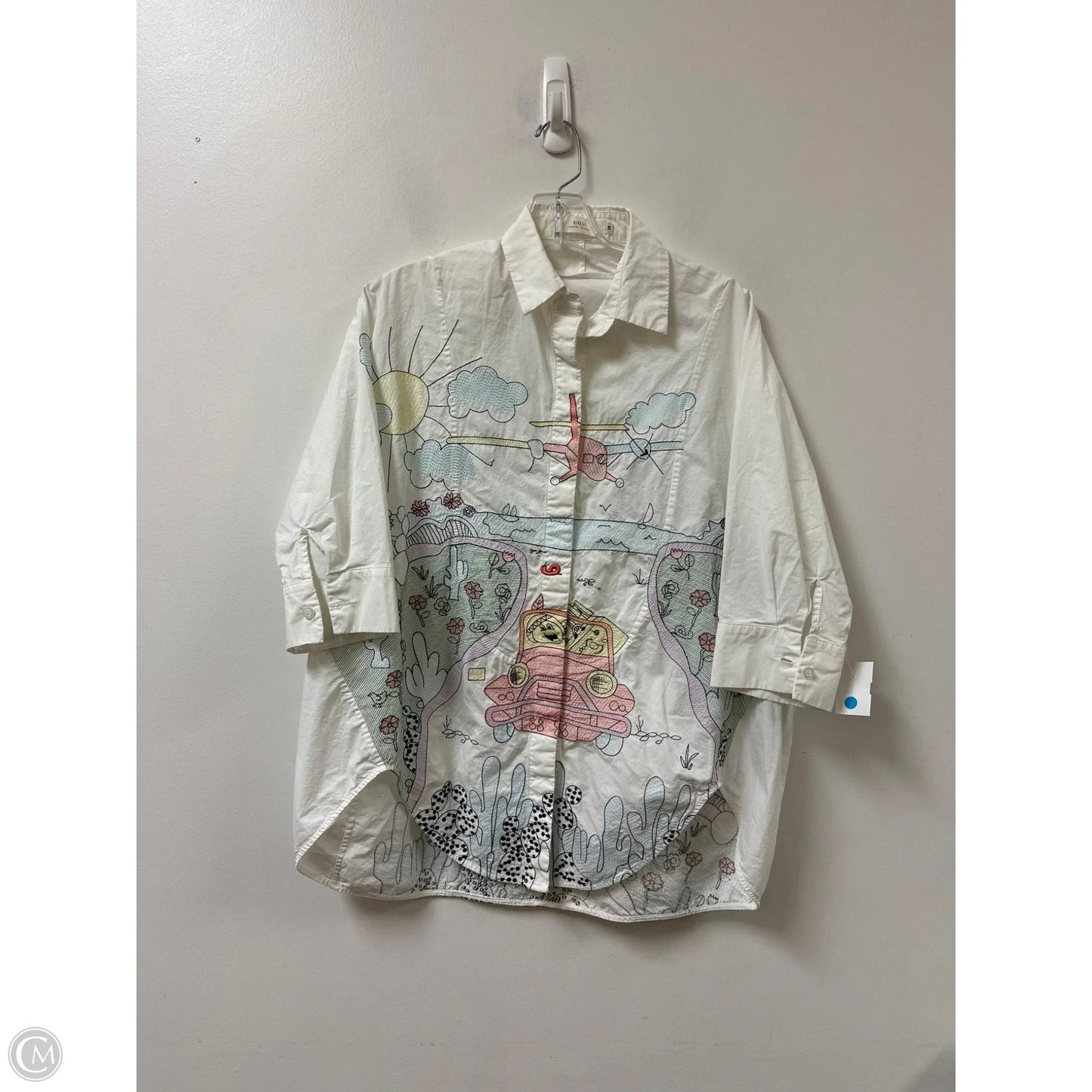 Tunic Long Sleeve By Clothes Mentor In White, Size: M