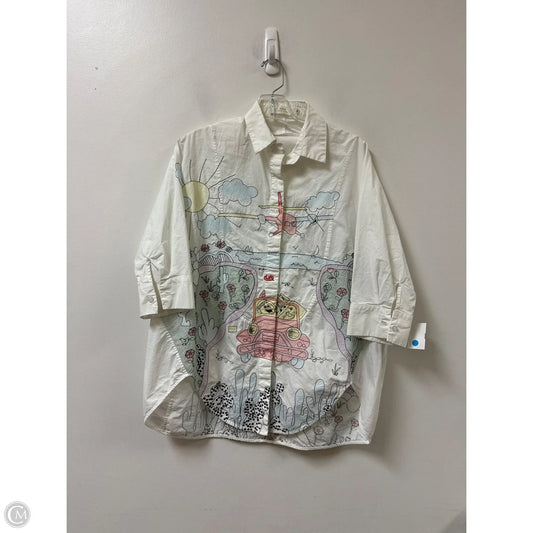 Tunic Long Sleeve By Clothes Mentor In White, Size: M