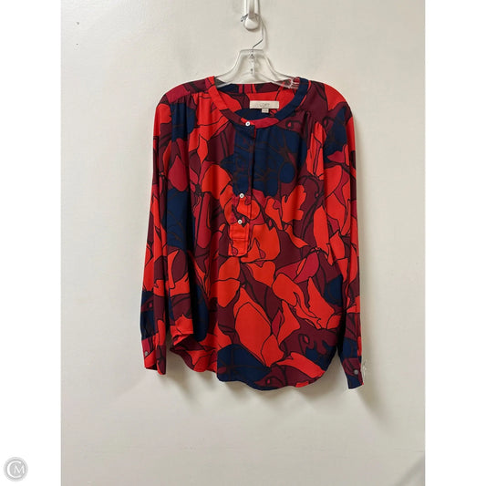 Top Long Sleeve By Loft In Blue & Red, Size: M