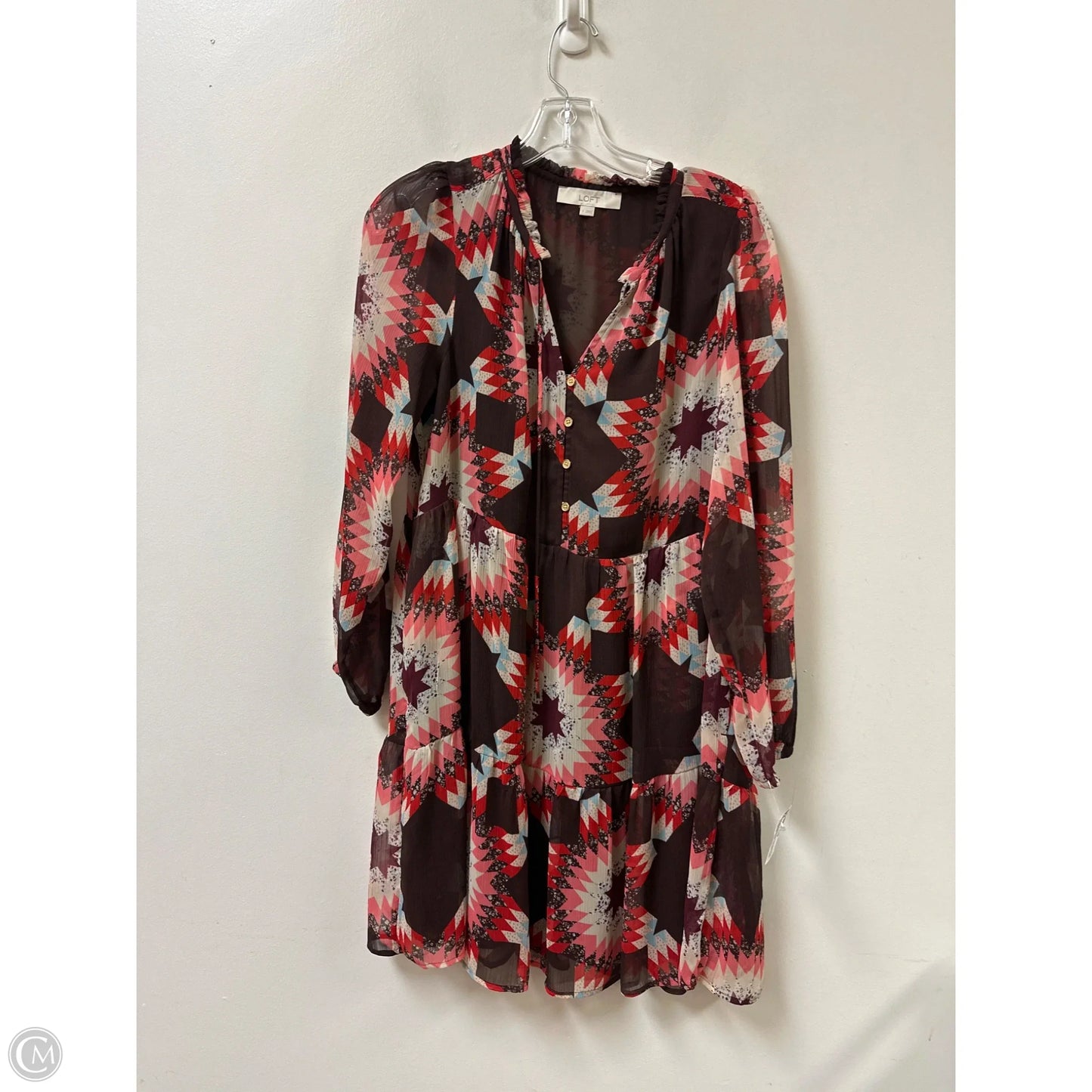 Dress Casual Short By Loft In Brown & Pink, Size: S