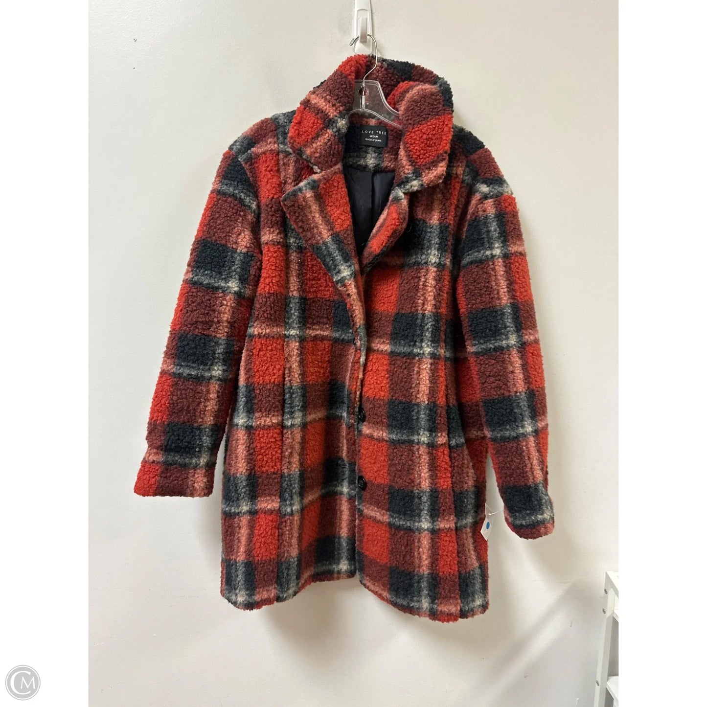 Coat Faux Fur & Sherpa By Love Tree In Blue & Orange, Size: M