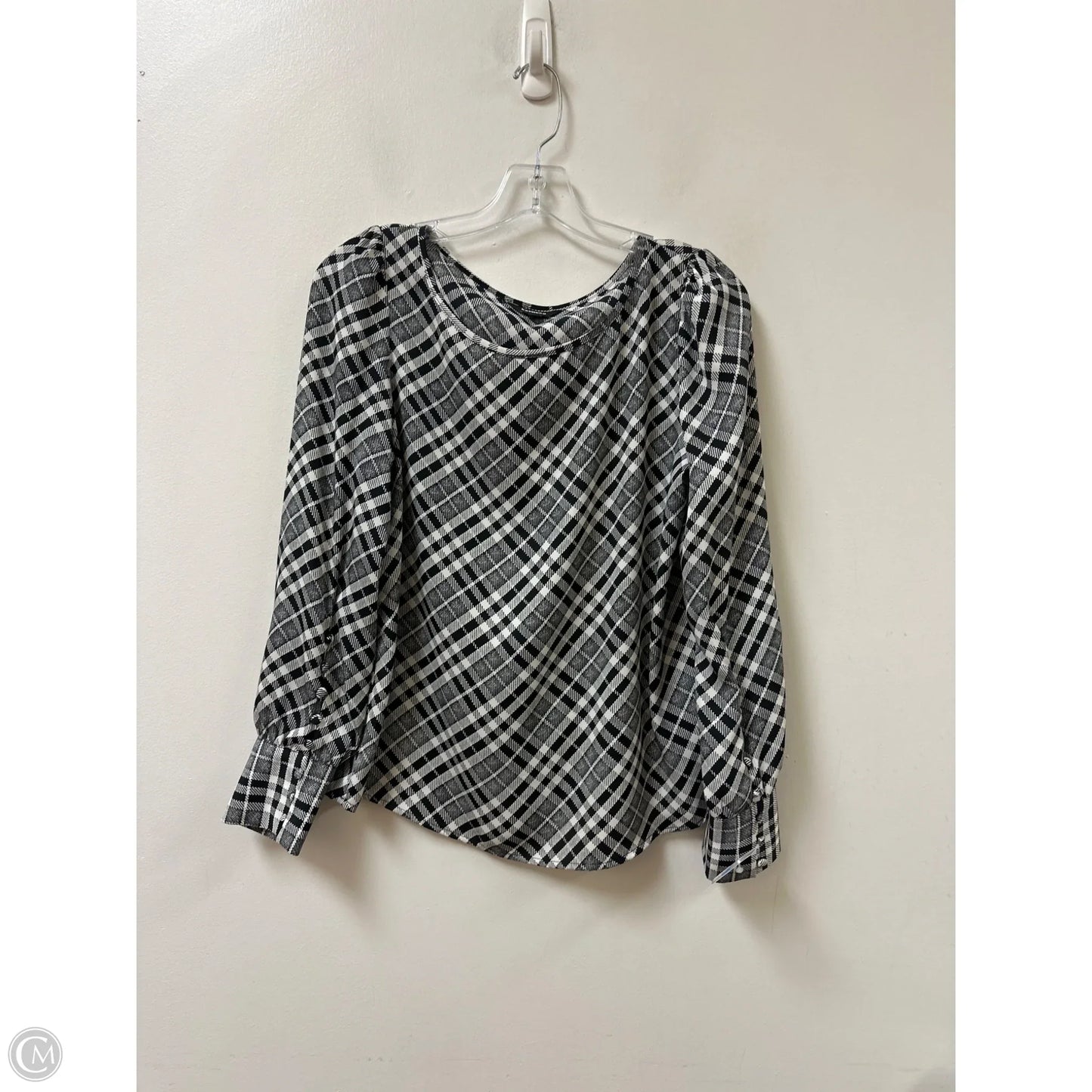 Top Long Sleeve By Express In Black & White, Size: S