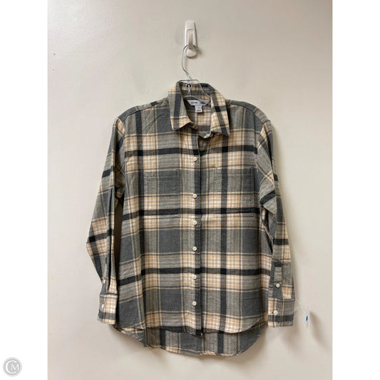 Blouse Long Sleeve By Old Navy In Cream & Grey, Size: Xs