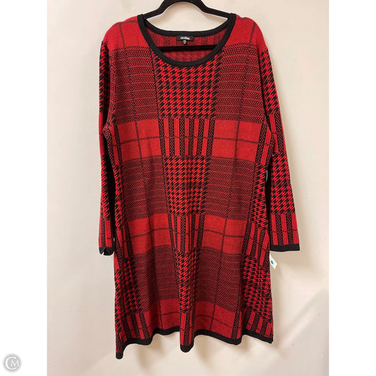 Dress Sweater By Clothes Mentor In Black & Red, Size: 2x