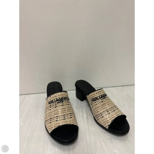 Sandals Designer By Karl Lagerfeld In Black & Cream, Size: 9