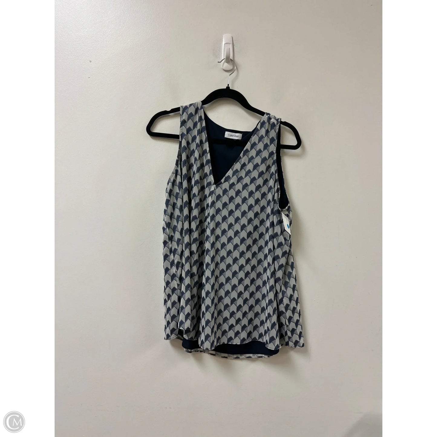 Top Sleeveless By Calvin Klein In Blue & Grey, Size: Xl