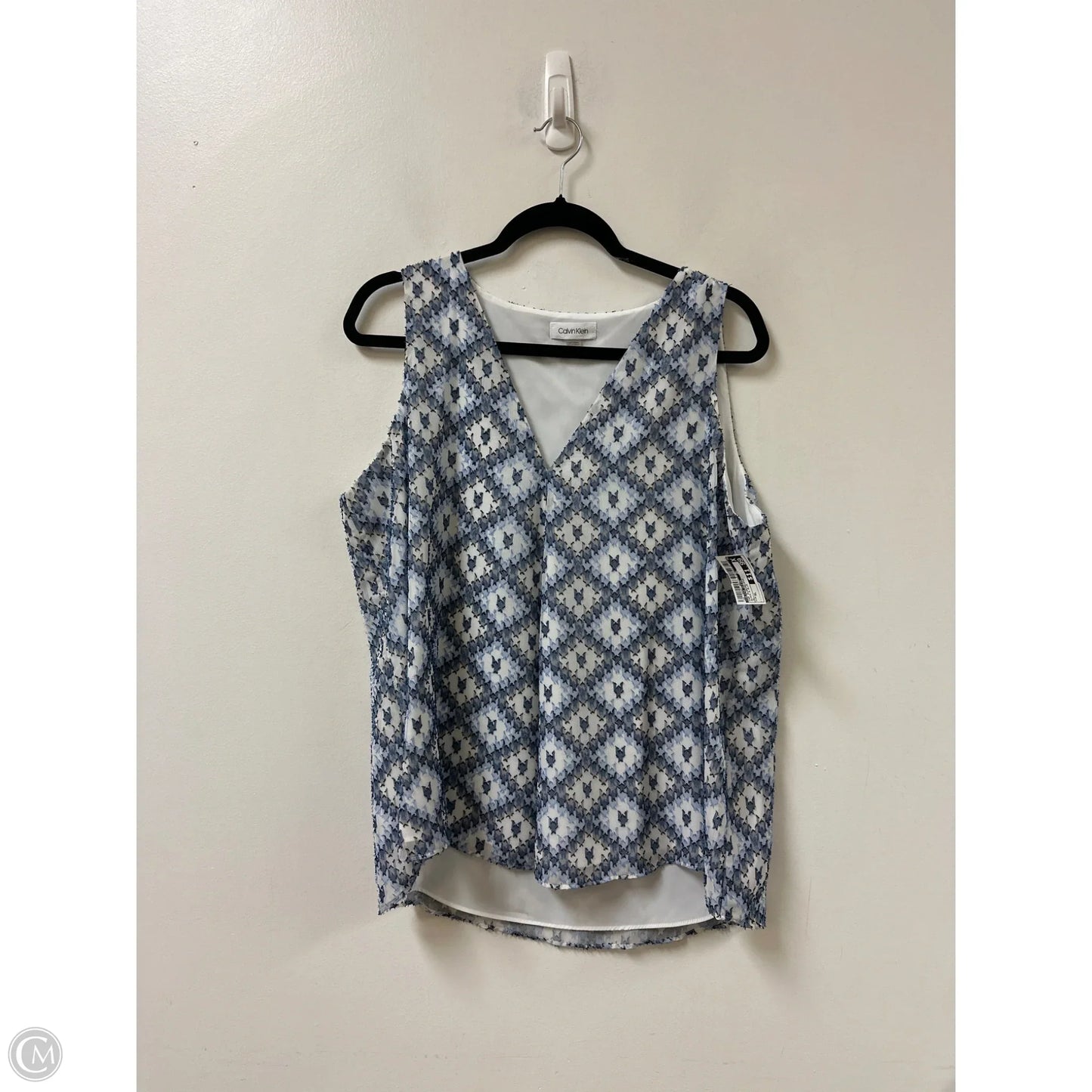Top Sleeveless By Calvin Klein In Black & Blue, Size: Xl