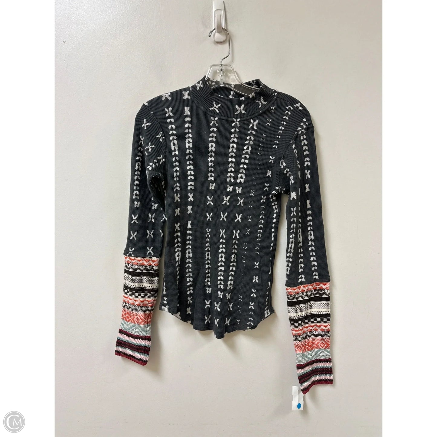 Top Long Sleeve By Free People In Grey & White, Size: L