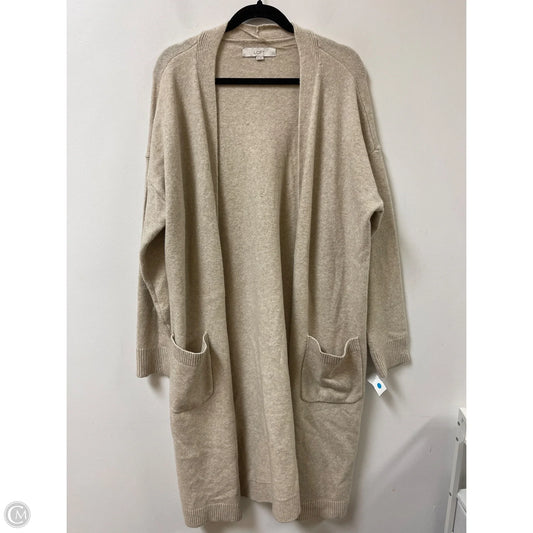 Sweater Cardigan By Loft In Cream, Size: Xl