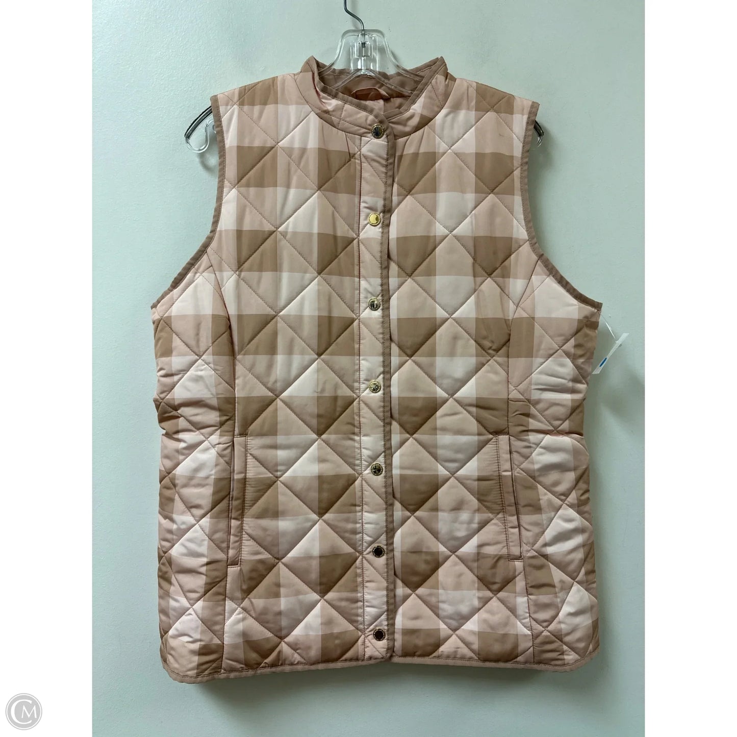 Vest Puffer & Quilted By Isaac Mizrahi In Brown & Pink, Size: M