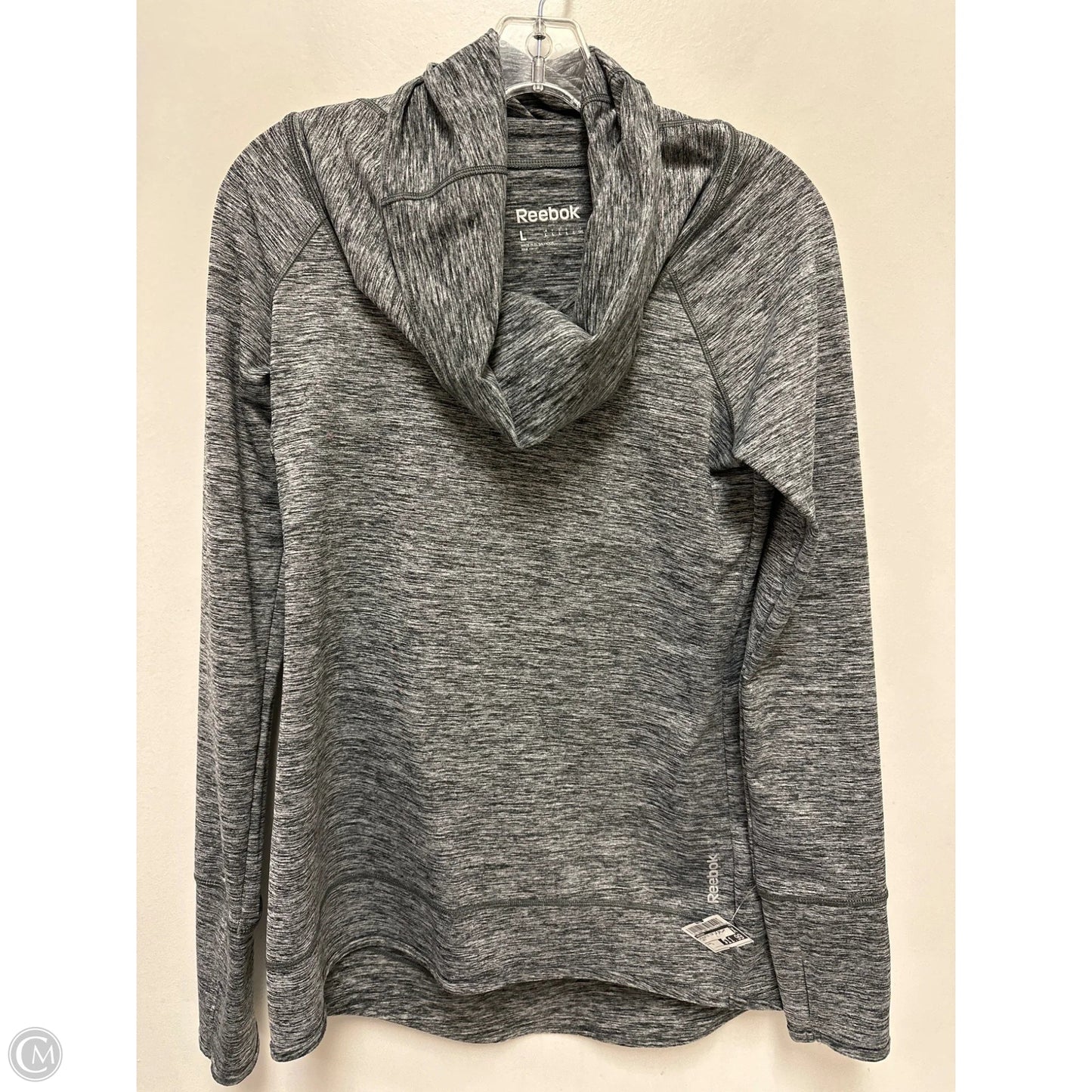 Athletic Top Long Sleeve Collar By Reebok In Grey, Size: L