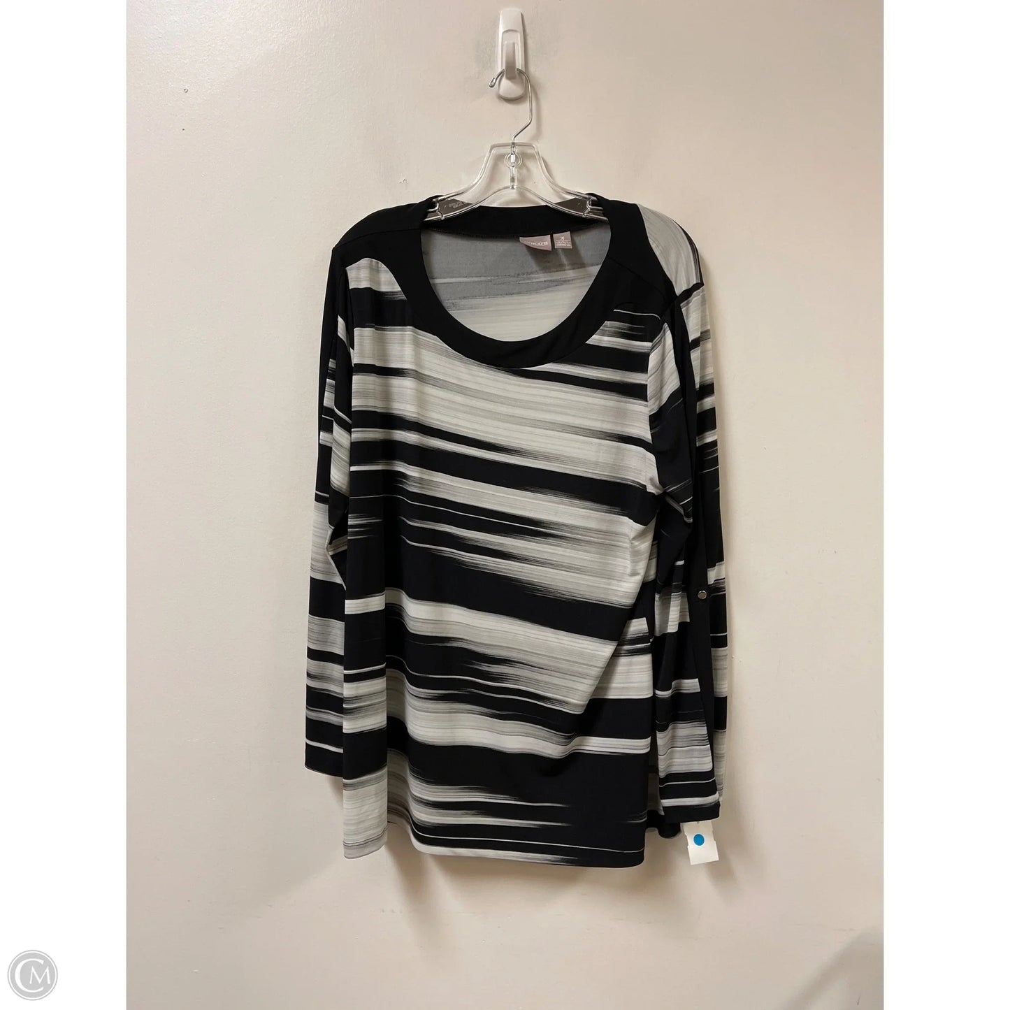 Top Long Sleeve By Chicos In Black & Grey, Size: Xl