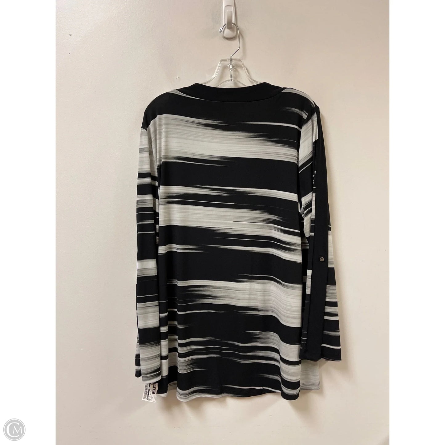 Top Long Sleeve By Chicos In Black & Grey, Size: Xl