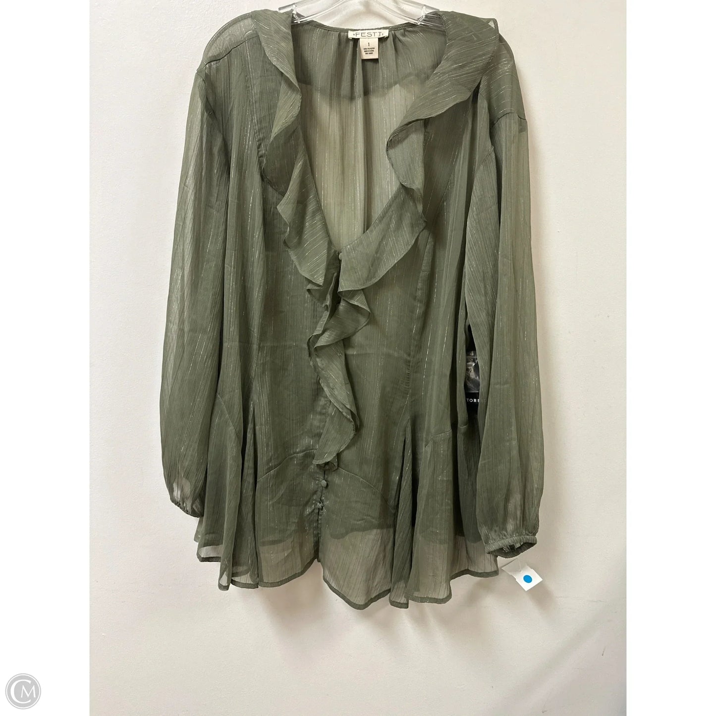 Top Long Sleeve By Torrid In Green, Size: 1x