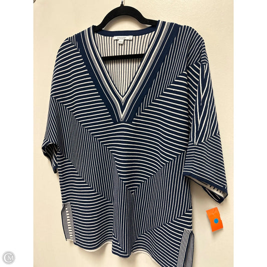 Top Short Sleeve By Chicos In Blue & White, Size: M