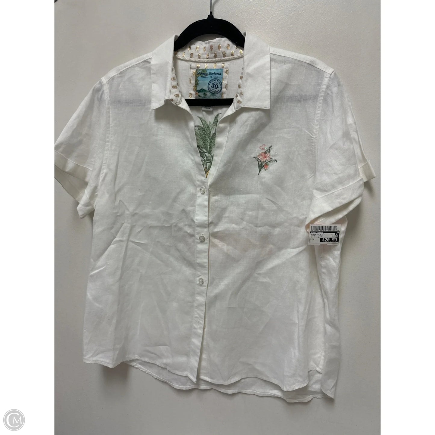 Blouse Short Sleeve By Tommy Bahama In White, Size: M