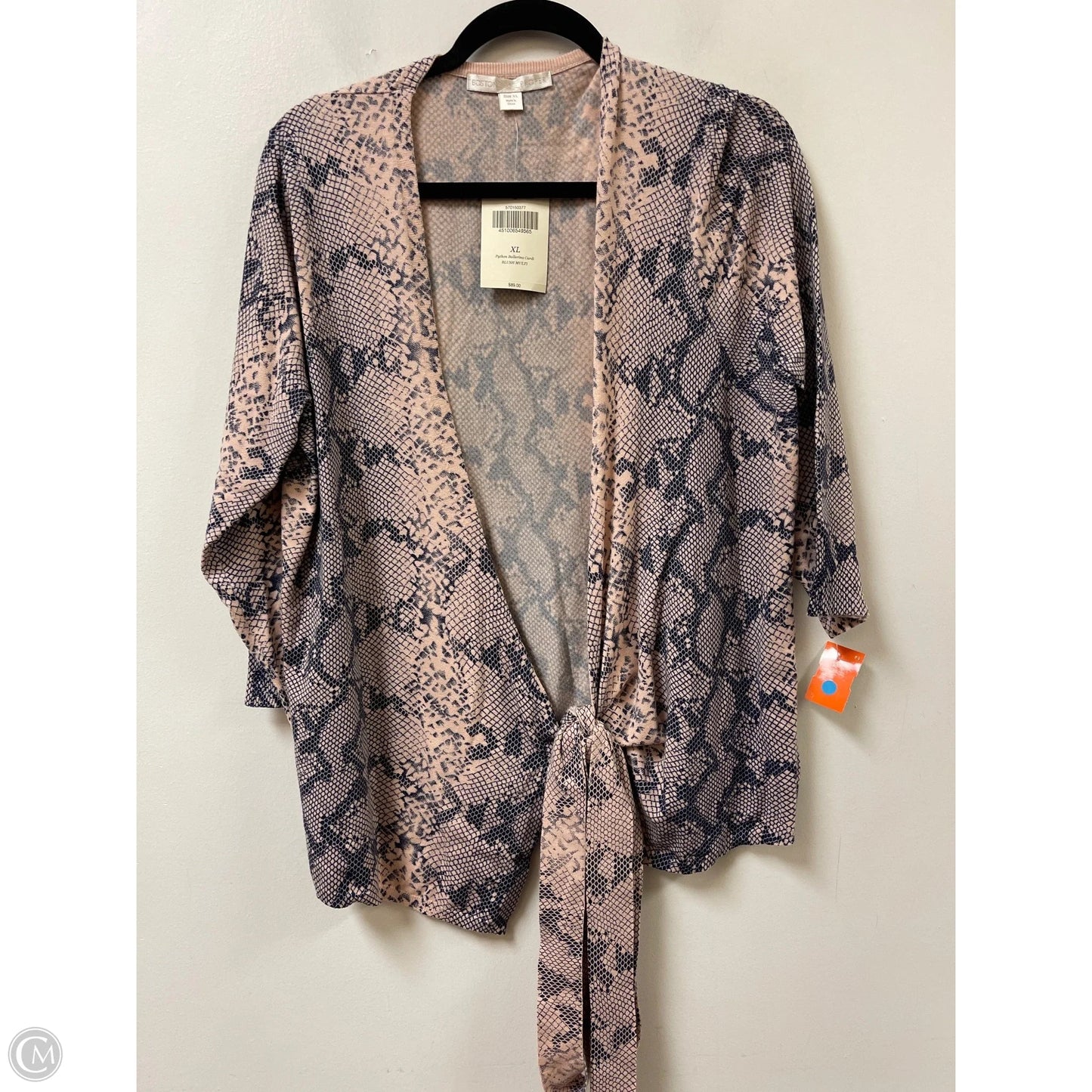 Sweater Cardigan By Boston Proper In Snakeskin Print, Size: Xl