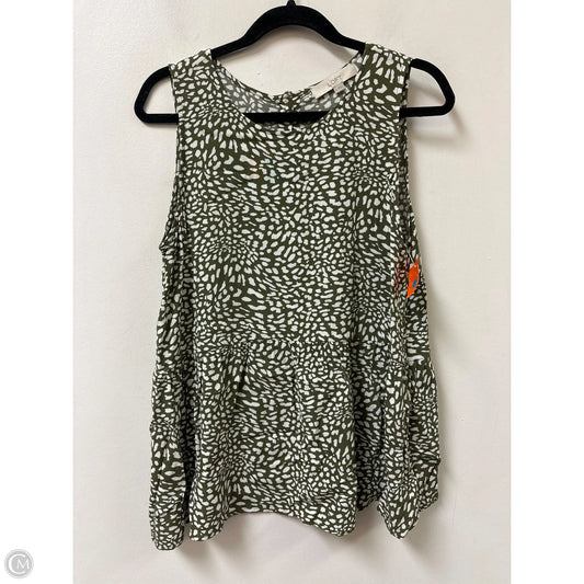 Top Sleeveless By Loft In Green & White, Size: L