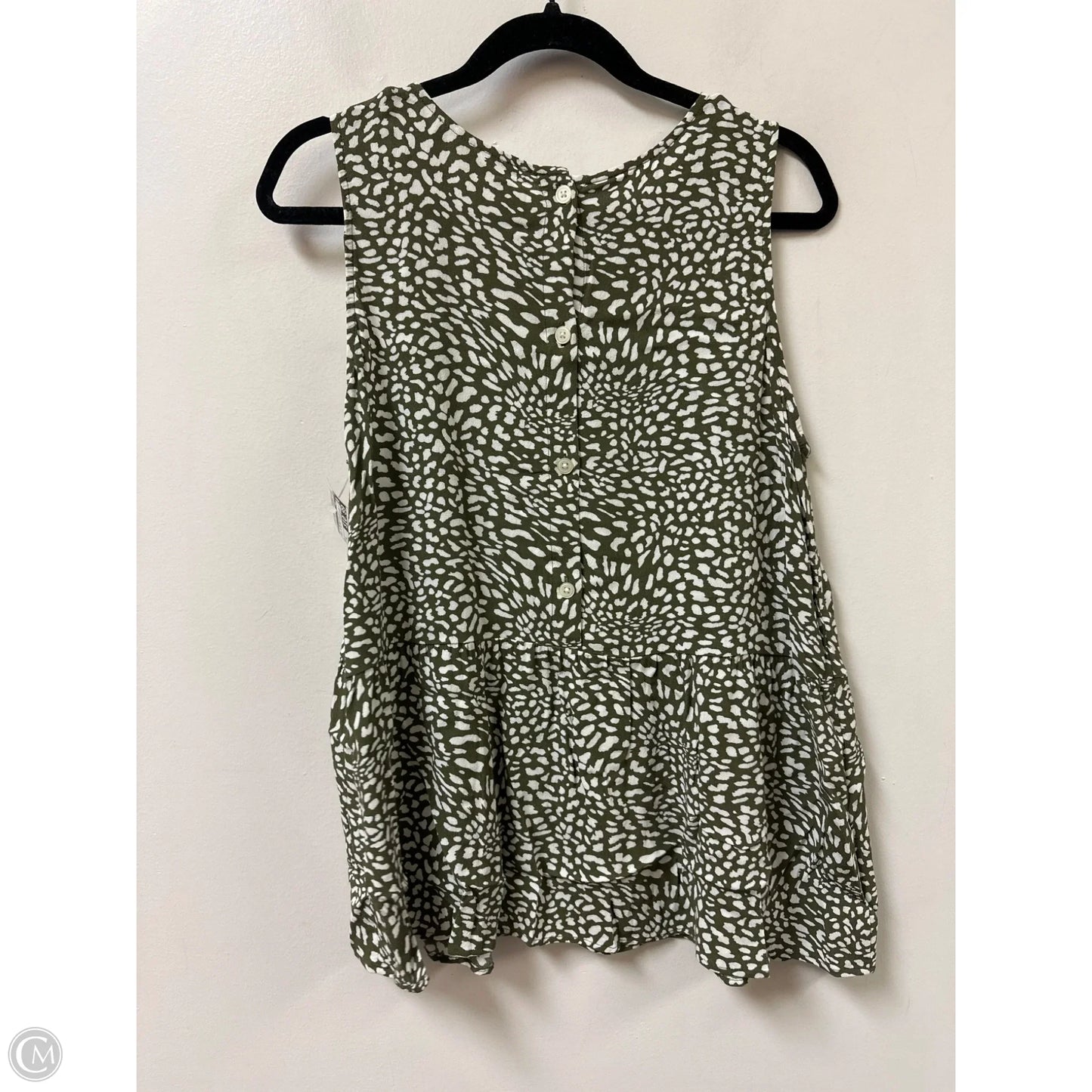 Top Sleeveless By Loft In Green & White, Size: L