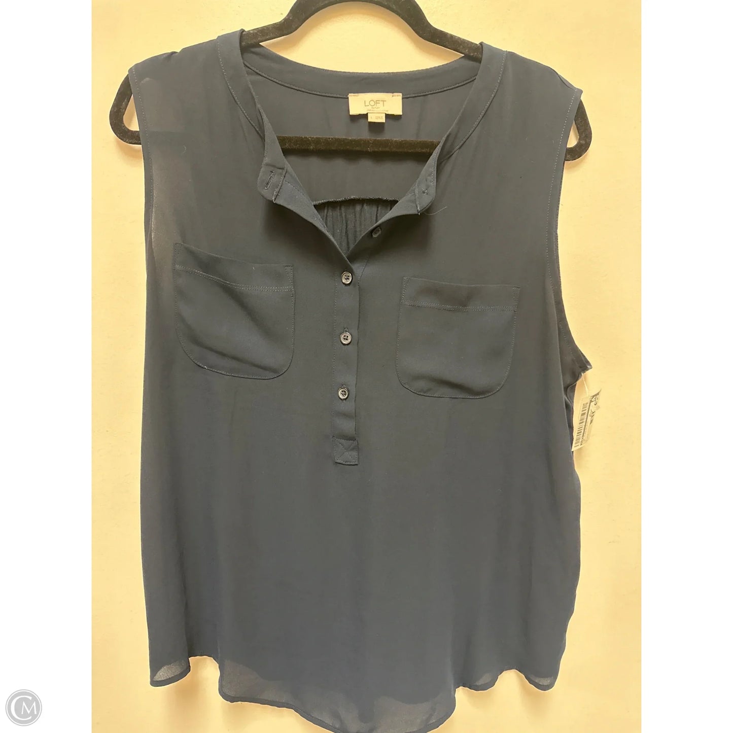 Top Sleeveless By Loft In Navy, Size: L