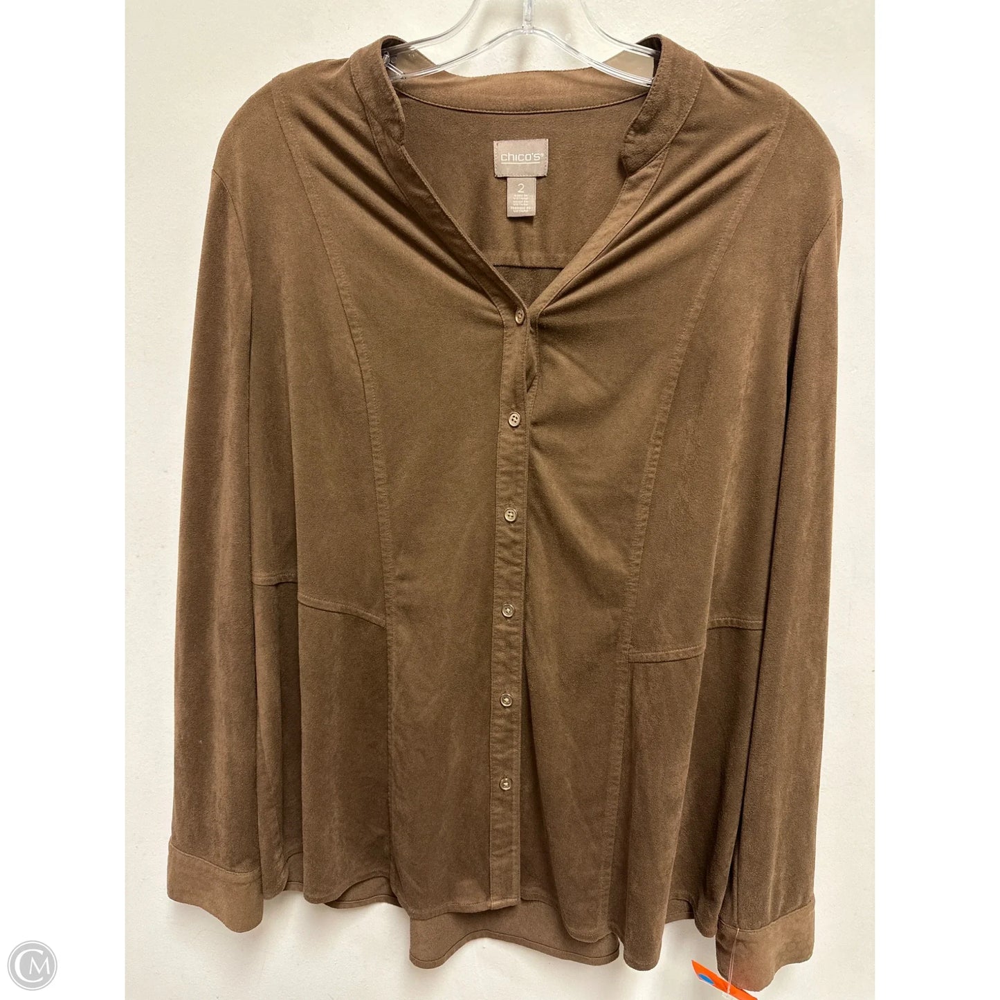 Blouse Long Sleeve By Chicos In Brown, Size: L