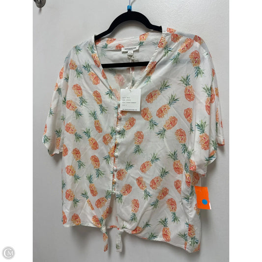 Blouse Short Sleeve By Beachlunchlounge In Orange & White, Size: S