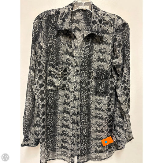 Blouse Long Sleeve By Pleione In Snakeskin Print, Size: S