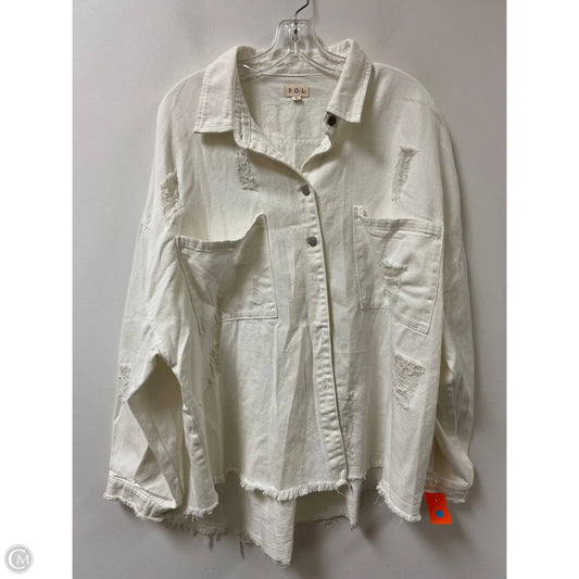 Jacket Denim By Pol In White Denim, Size: L