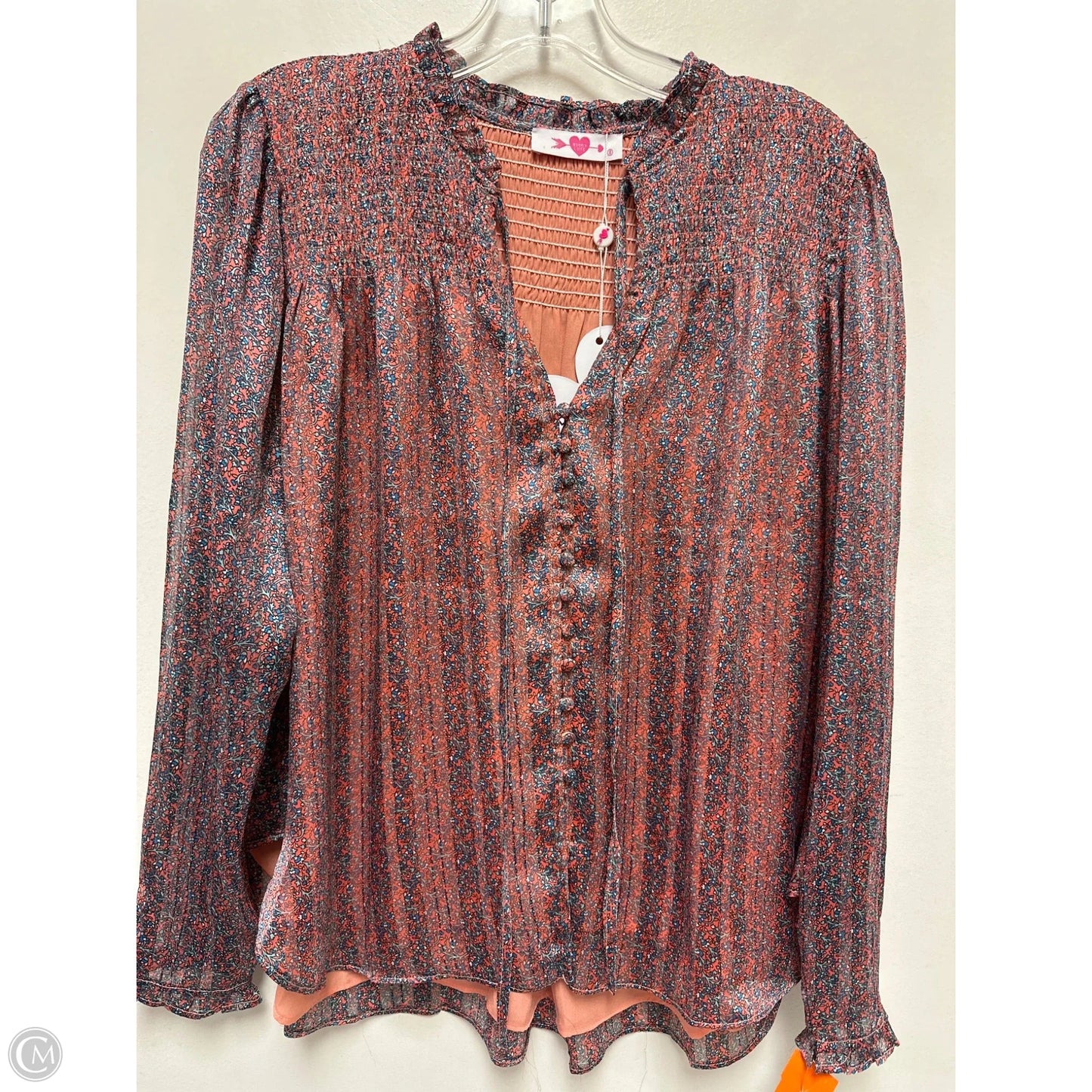 Top Long Sleeve By Buddy Love In Blue & Orange, Size: S
